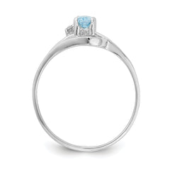 14K White Gold 5x3mm Oval Blue Topaz A Diamond ring