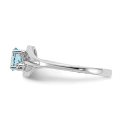 14K White Gold 5x3mm Oval Blue Topaz A Diamond ring