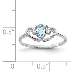 14K White Gold Blue Topaz & AA Diamond Ring