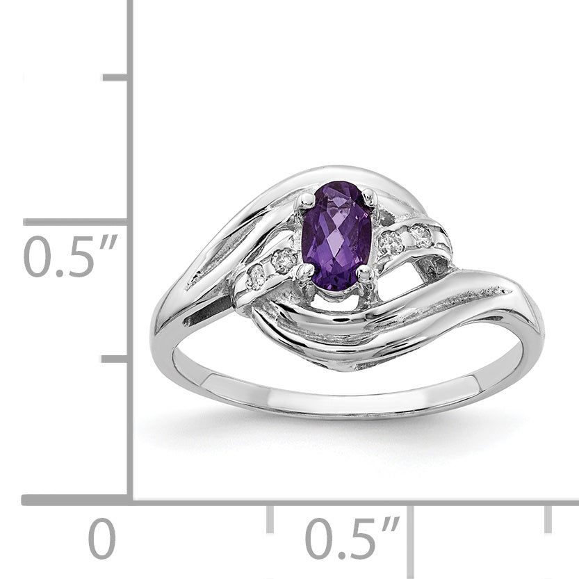 14K White Gold 5x3mm Oval Amethyst VS Diamond ring