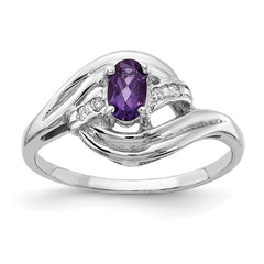 14K White Gold 5x3mm Oval Amethyst VS Diamond ring