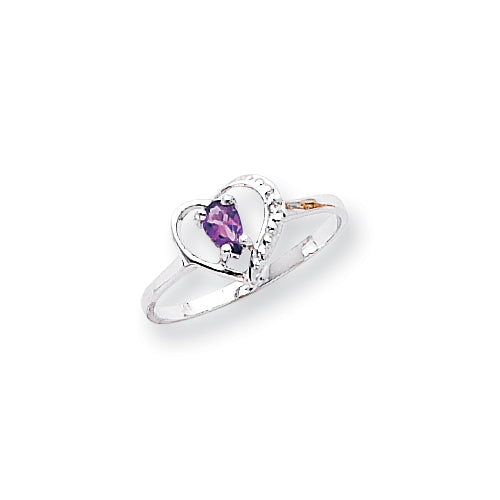 14K White Gold Polished .01ct. Diamond & 5x3 Pear Gemstone Heart Ring Mount