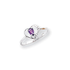 14K White Gold Polished .01ct. Diamond & 5x3 Pear Gemstone Heart Ring Mount