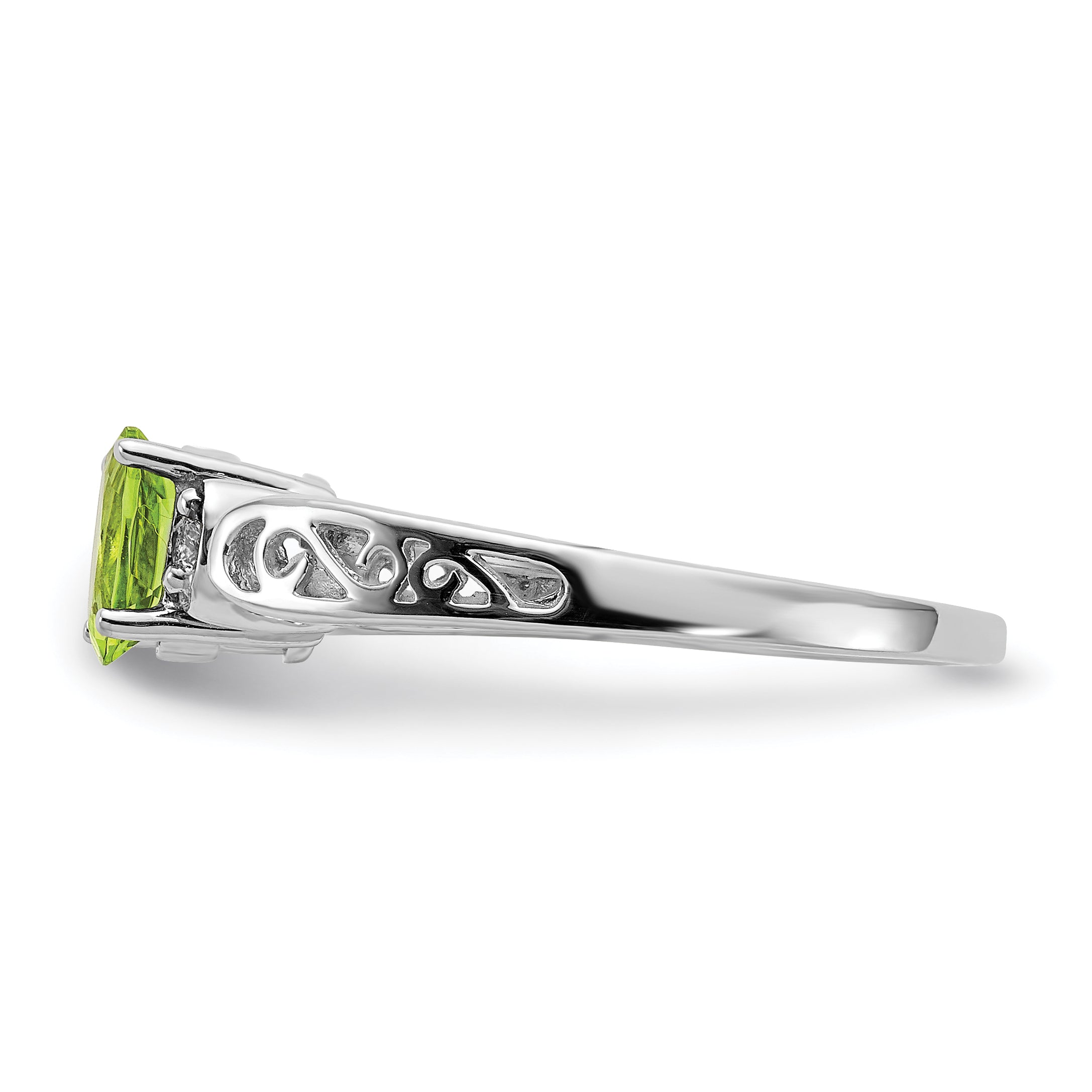 14K White Gold 6x4mm Oval Peridot VS Diamond ring