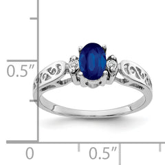 14k White Gold 6x4mm Oval Sapphire VS Diamond ring