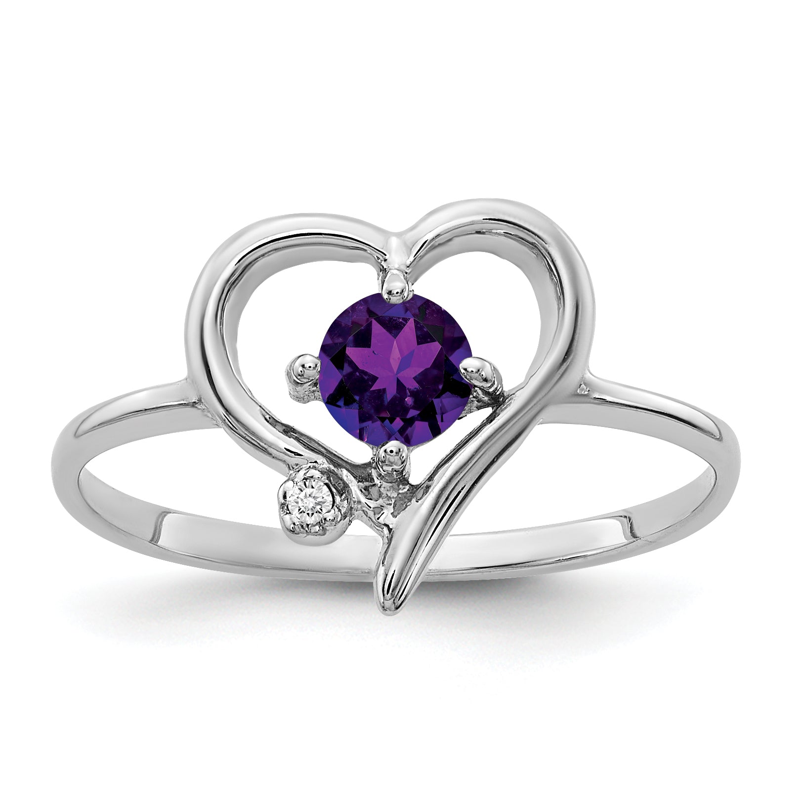 14K White Gold 4mm Amethyst VS Diamond ring