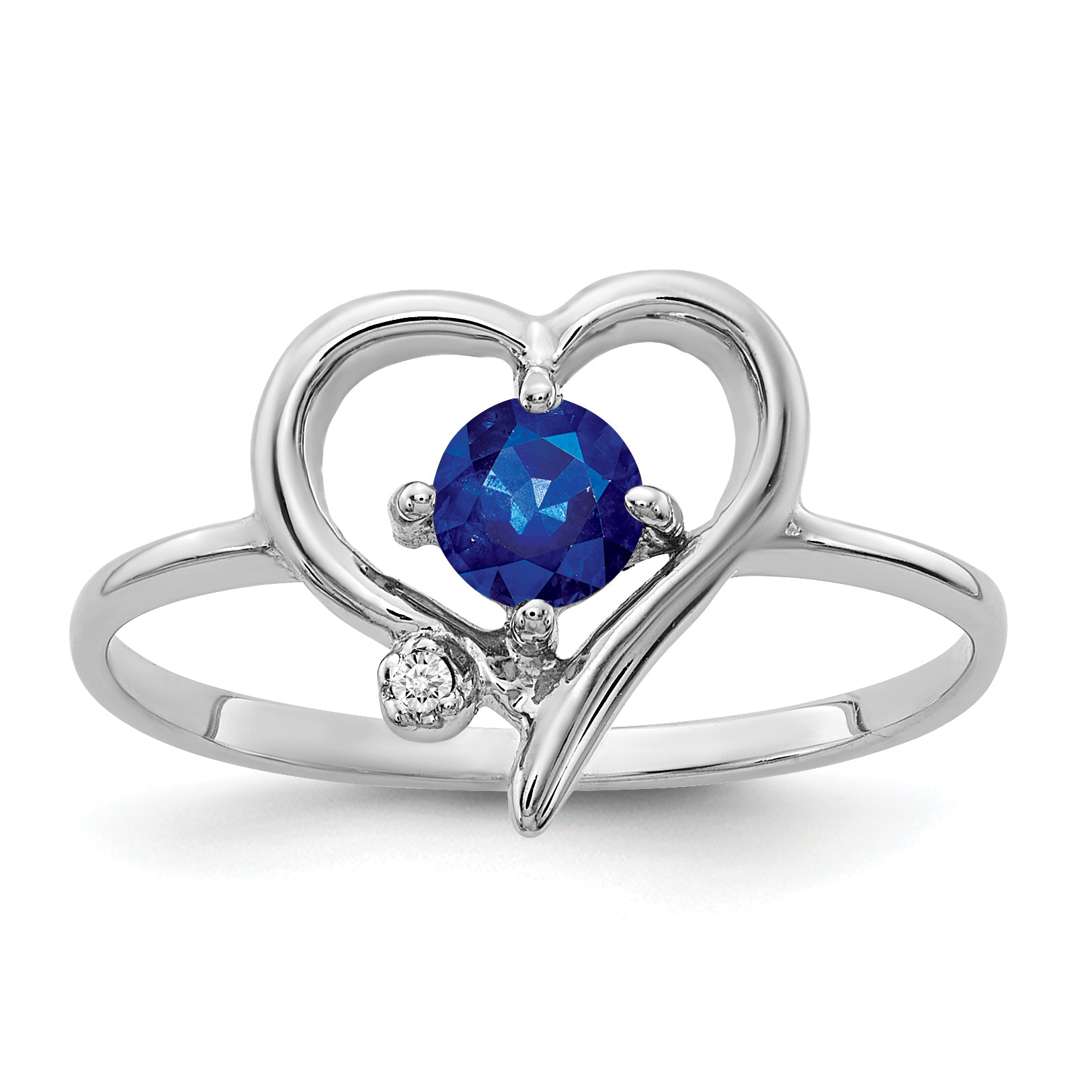 14K White Gold 4mm Sapphire VS Diamond ring