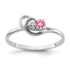 14K White Gold 3mm Pink Tourmaline VS Diamond ring