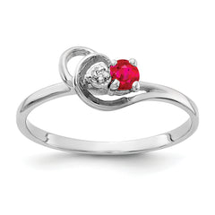 14K White Gold 3mm Ruby VS Diamond ring