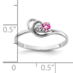 14k White Gold 3mm Pink Sapphire VS Diamond ring