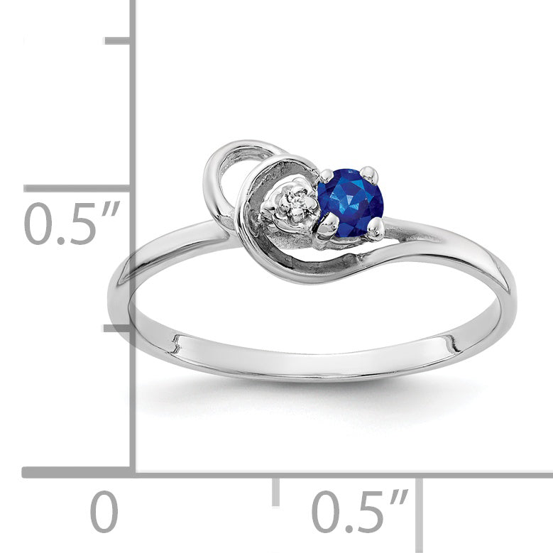 14k White Gold 3mm Sapphire VS Diamond ring