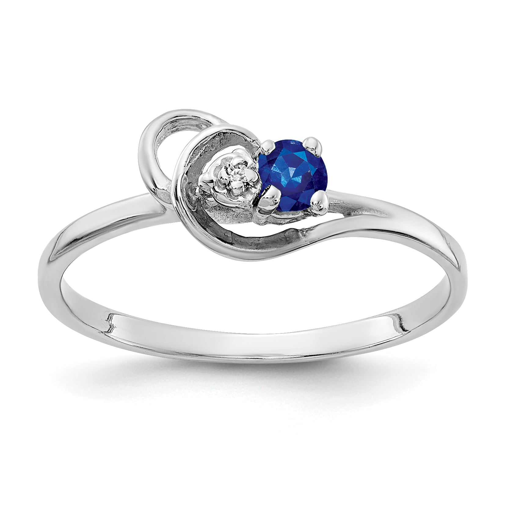 14K White Gold 3mm Sapphire VS Diamond ring