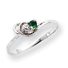 14K White Gold Polished .004ct. Diamond & 3mm Round Gemstone Ring Mounting