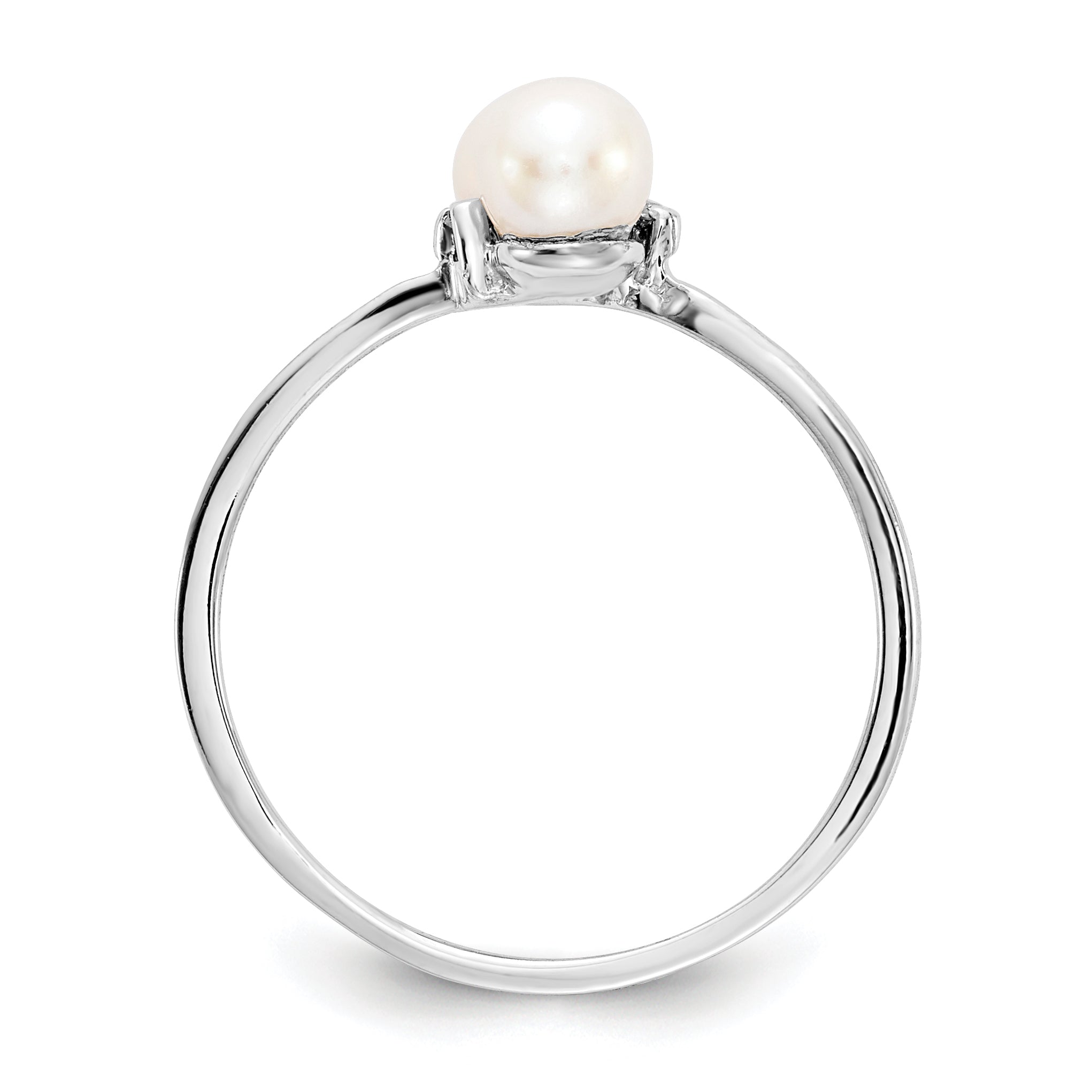 14K White Gold 4mm FW Cultured Pearl VS Diamond ring