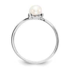 14K White Gold 4mm FW Cultured Pearl VS Diamond ring