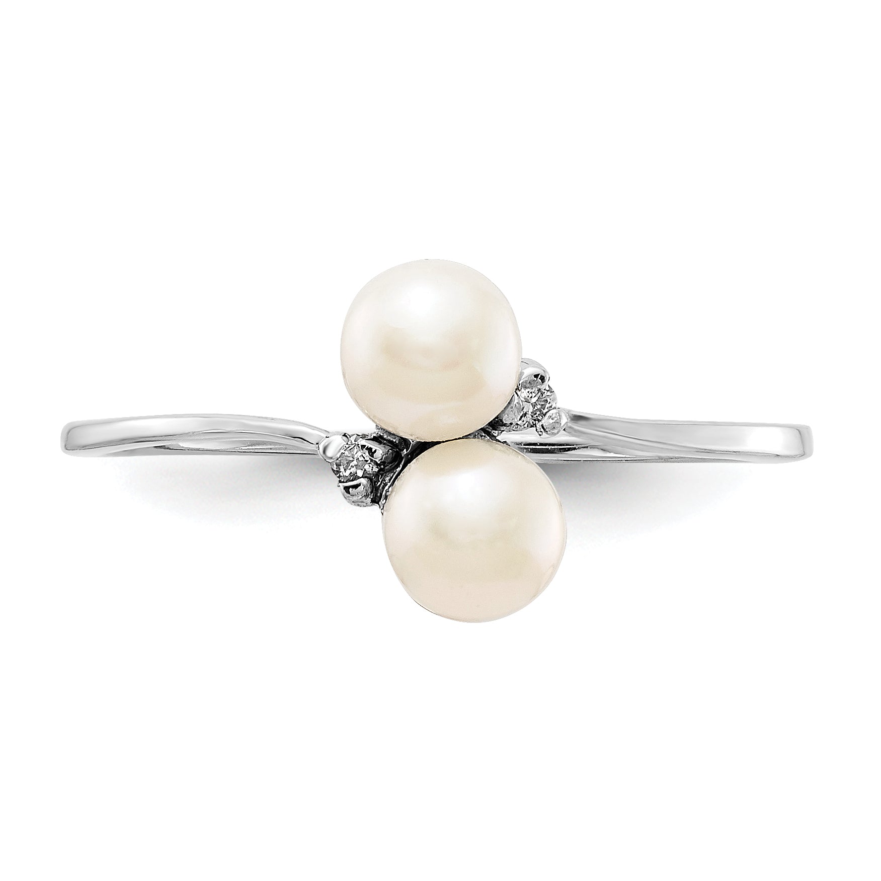 14K White Gold 4mm FW Cultured Pearl VS Diamond ring