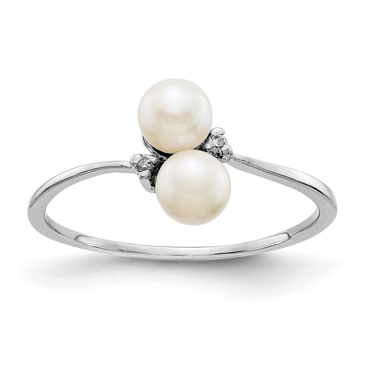 14K White Gold 4mm FW Cultured Pearl VS Diamond ring