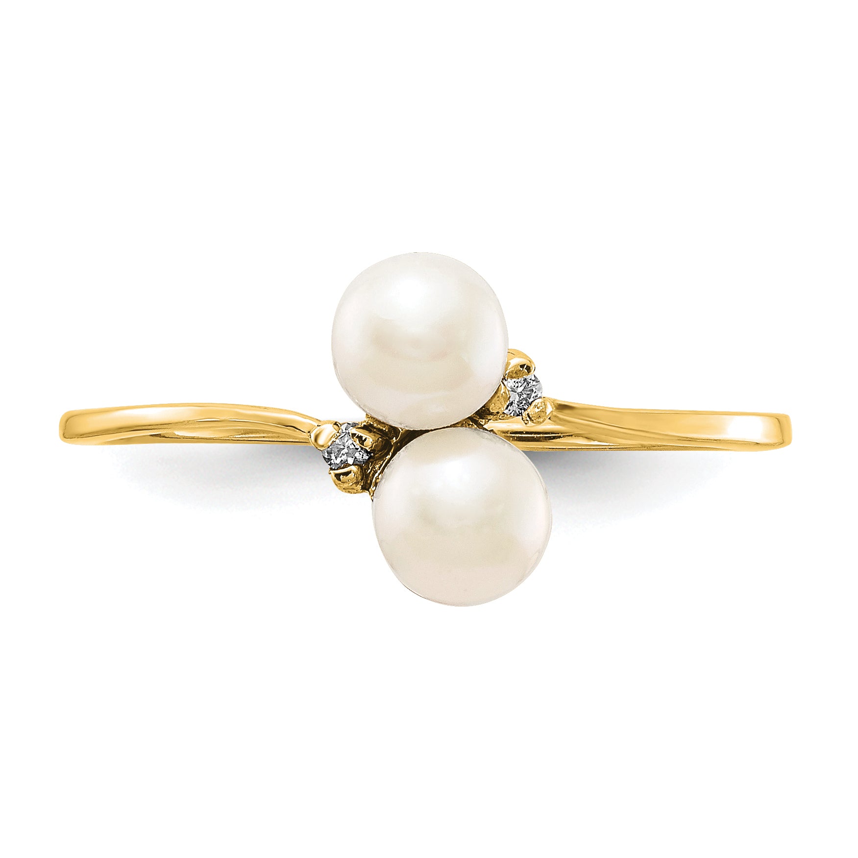 14K 4mm FW Cultured Pearl A Diamond ring