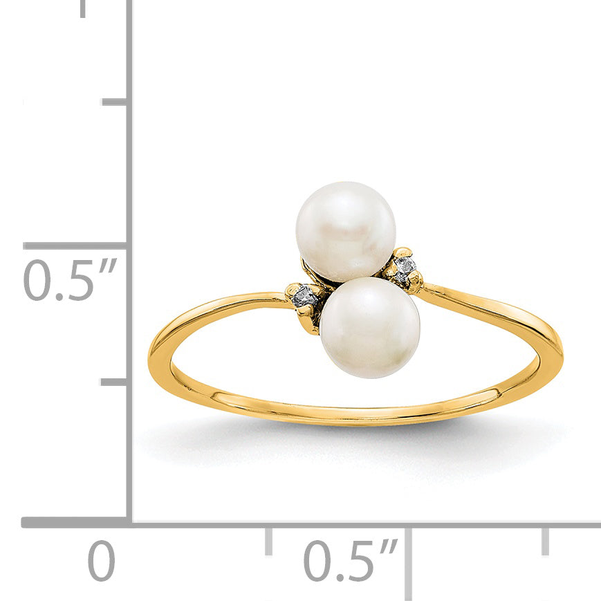 14K 4mm FW Cultured Pearl A Diamond ring