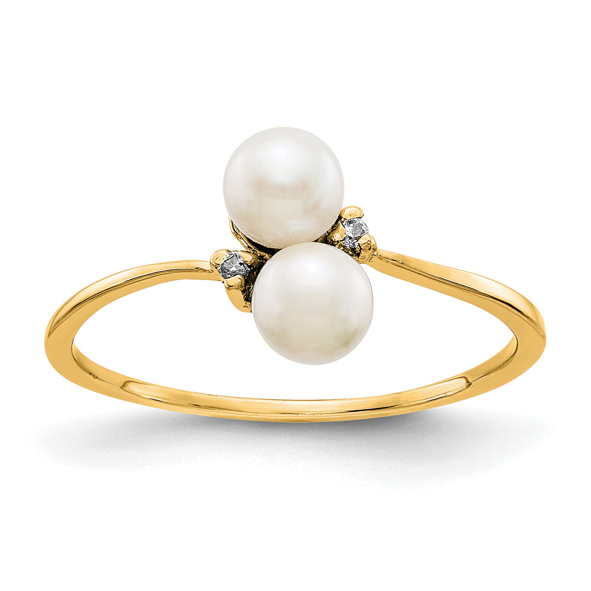 14K 4mm FW Cultured Pearl A Diamond ring