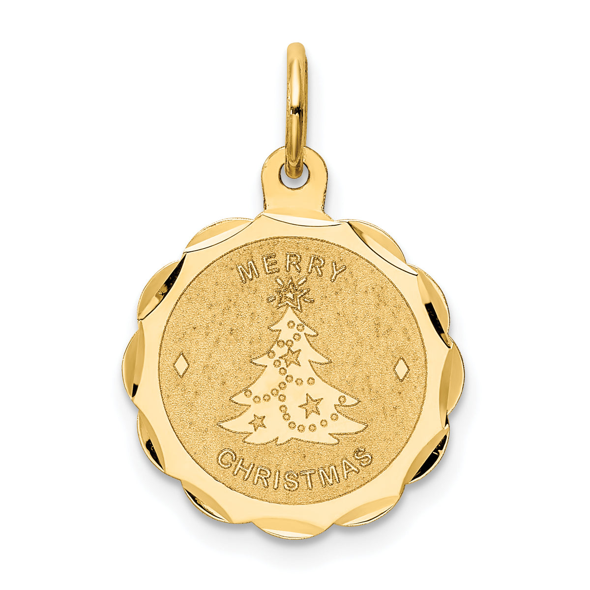 14K Merry Christmas Disc Charm