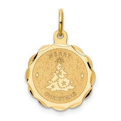 14K Merry Christmas Disc Charm