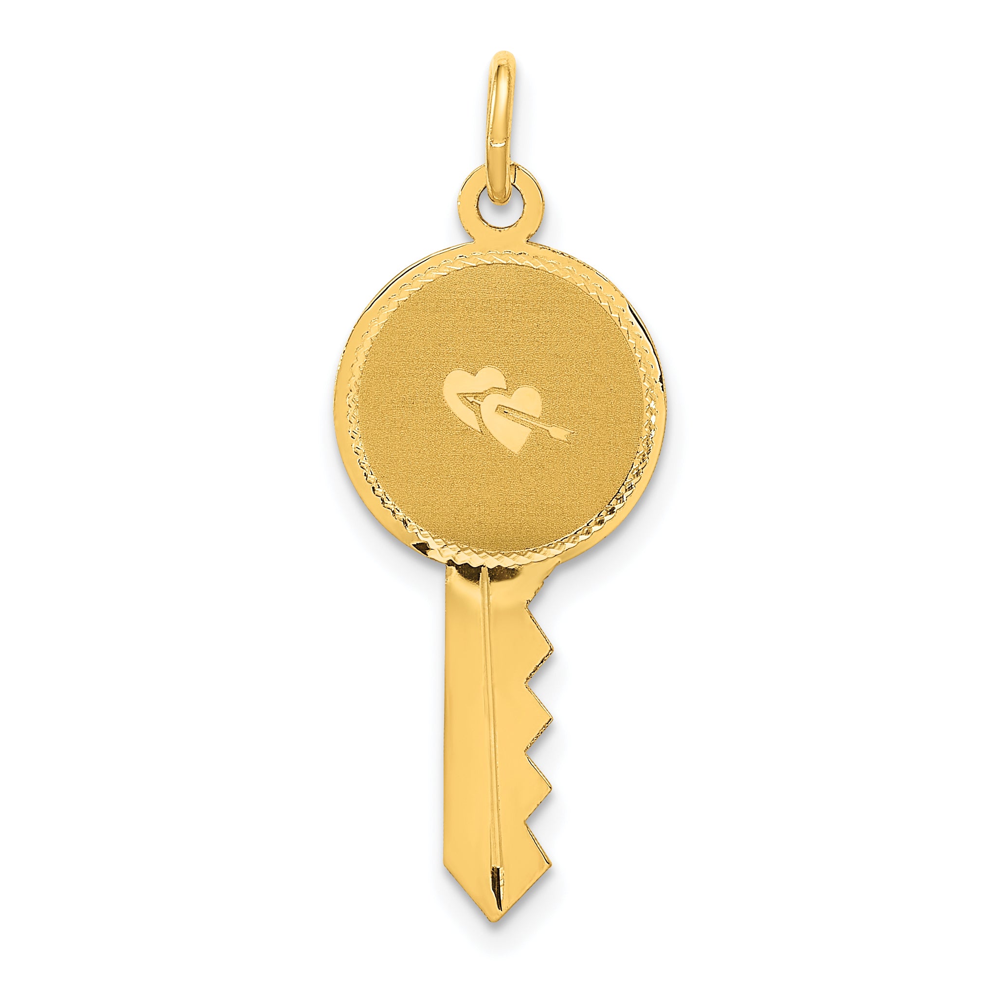 14K Hearts on Key Charm