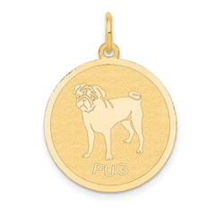 14K Pug Disc Charm