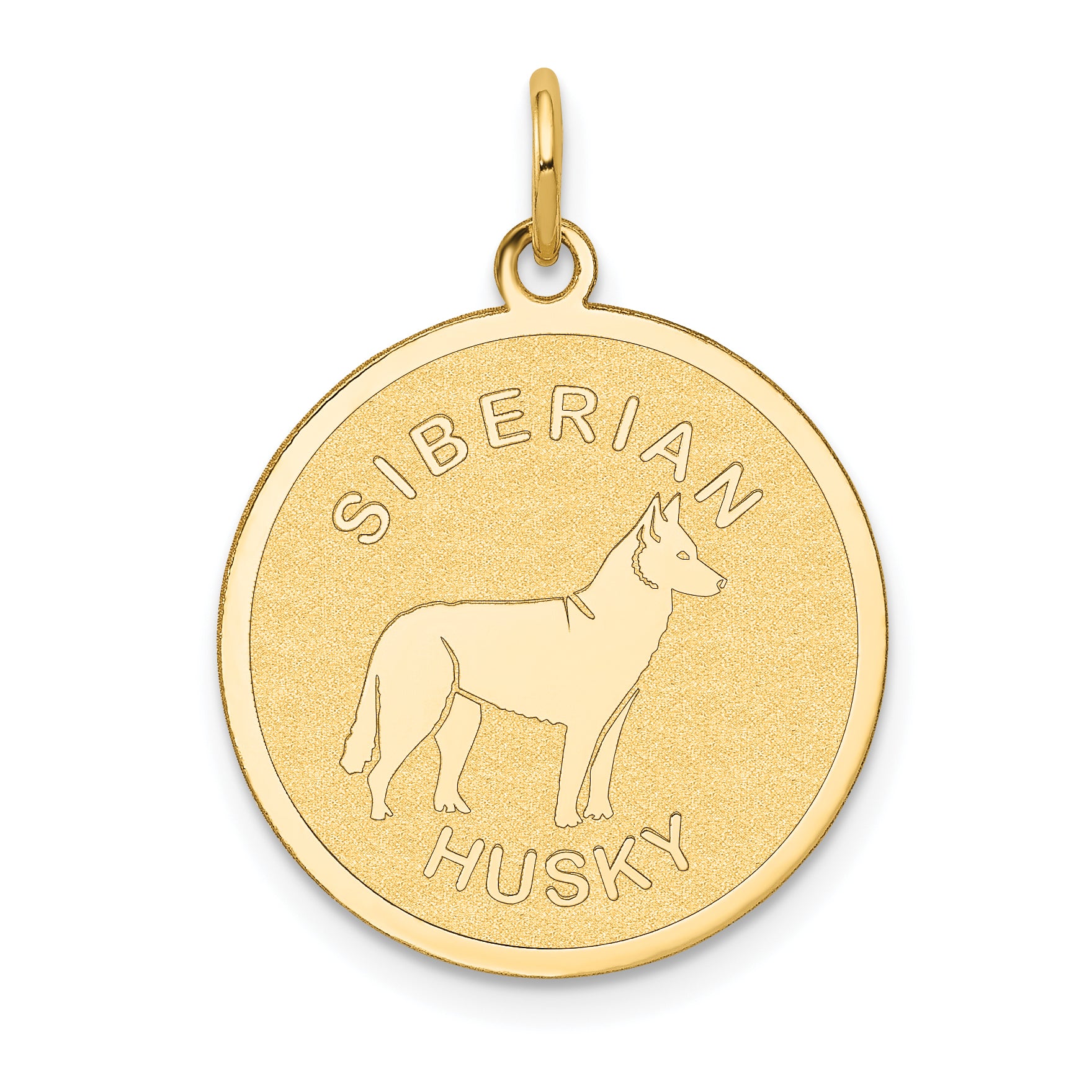 14K Siberian Husky Disc Charm