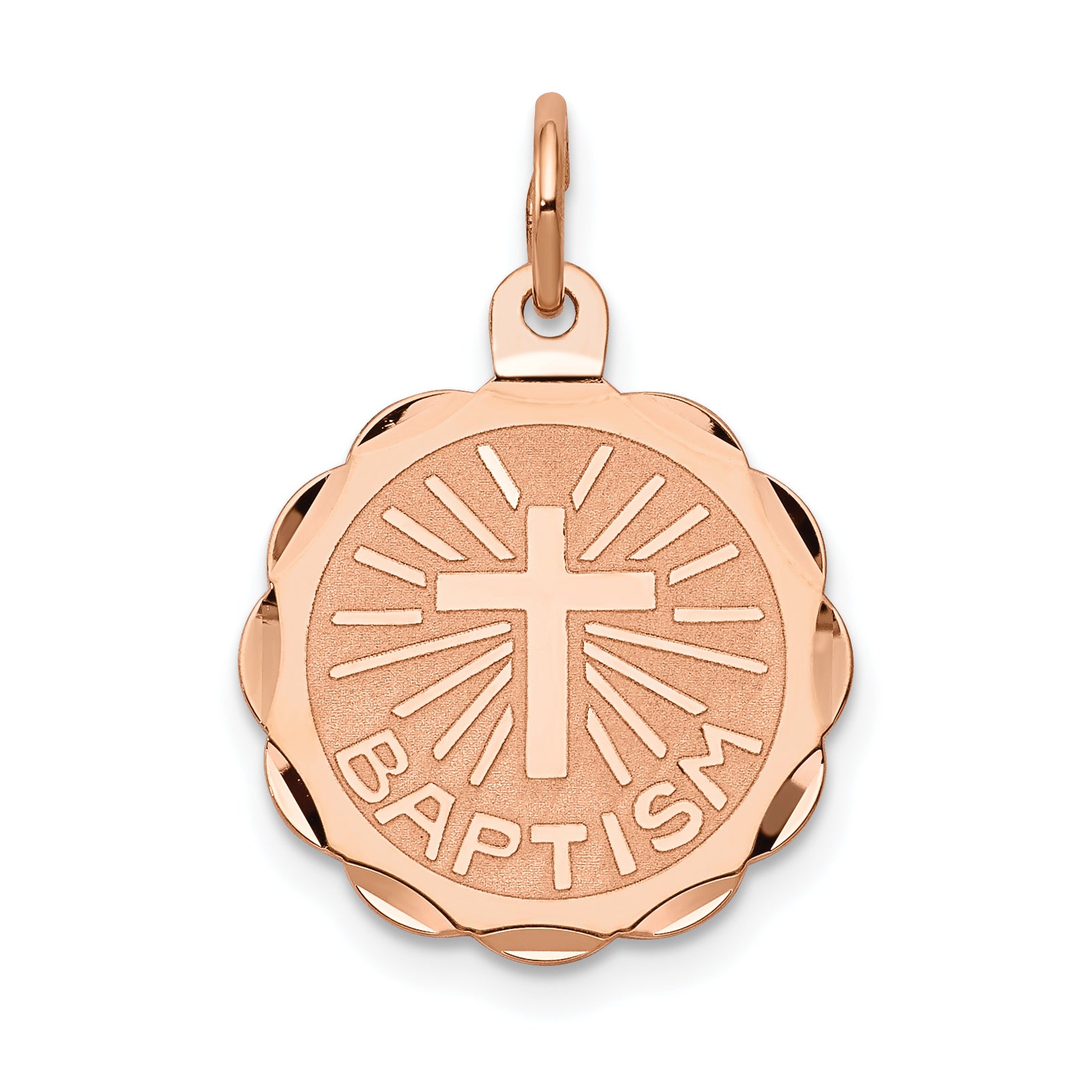 14K Rose Gold Baptism Charm