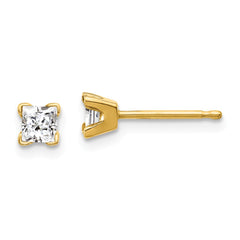 14K 3.25mm Princess-cut Stud Earring Mountings