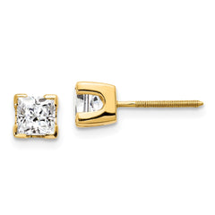 14K 5mm Princess-cut Stud Earring Mountings