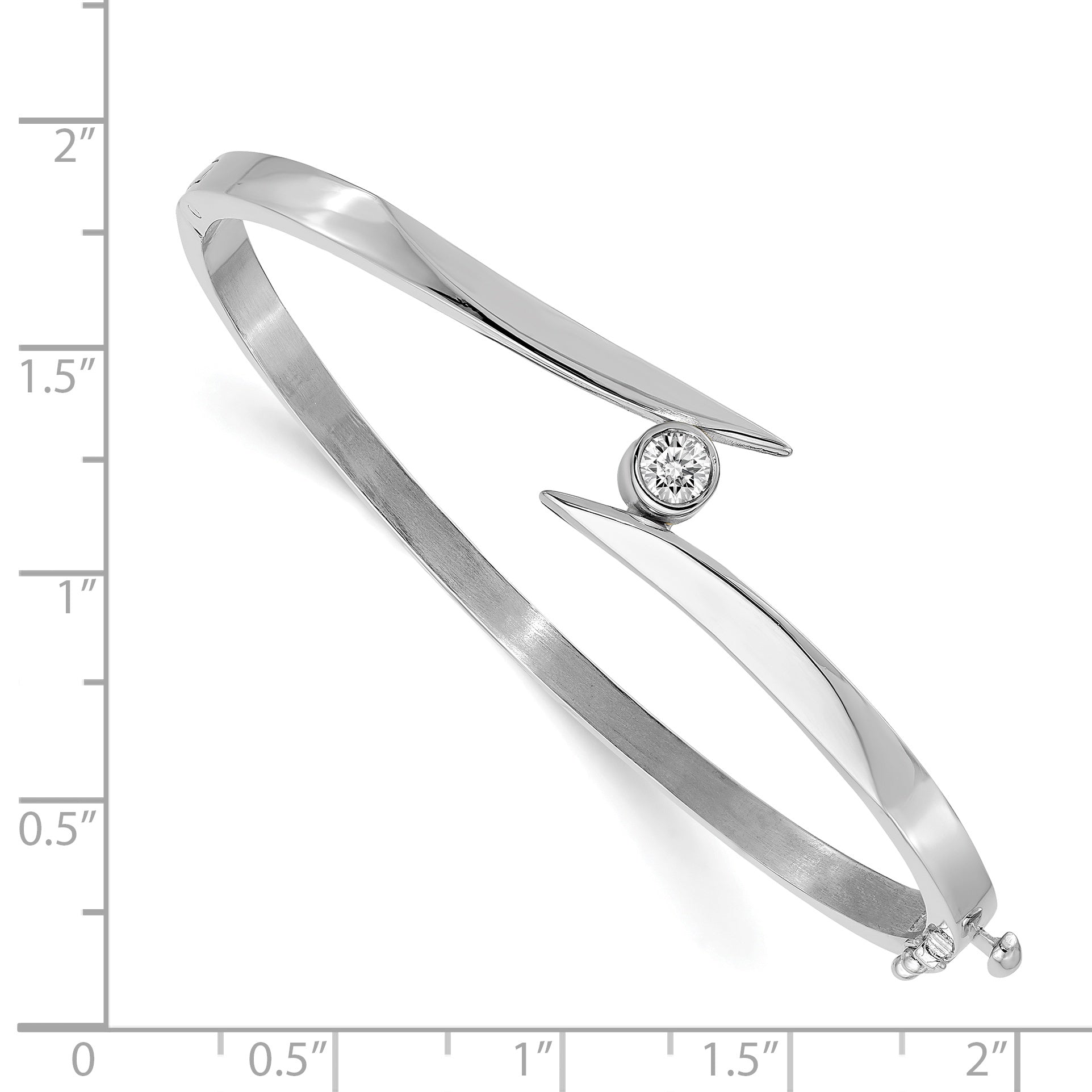 14k White Gold AA Diamond Hinged Bangle