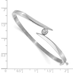 14k White Gold AA Diamond Hinged Bangle