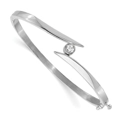 14k White Gold AA Diamond Hinged Bangle