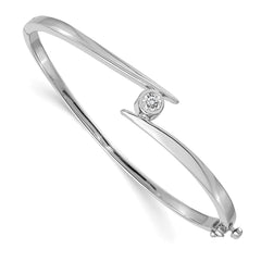 14k White Gold AA Diamond Hinged Bangle