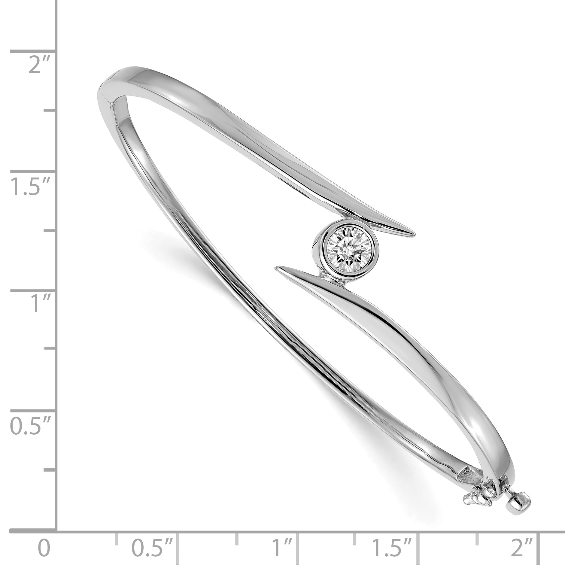 14k White Gold AA Diamond Hinged Bangle