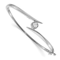 14k White Gold AA Diamond Hinged Bangle