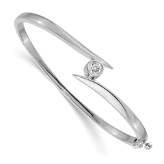 14k White Gold AA Diamond Hinged Bangle