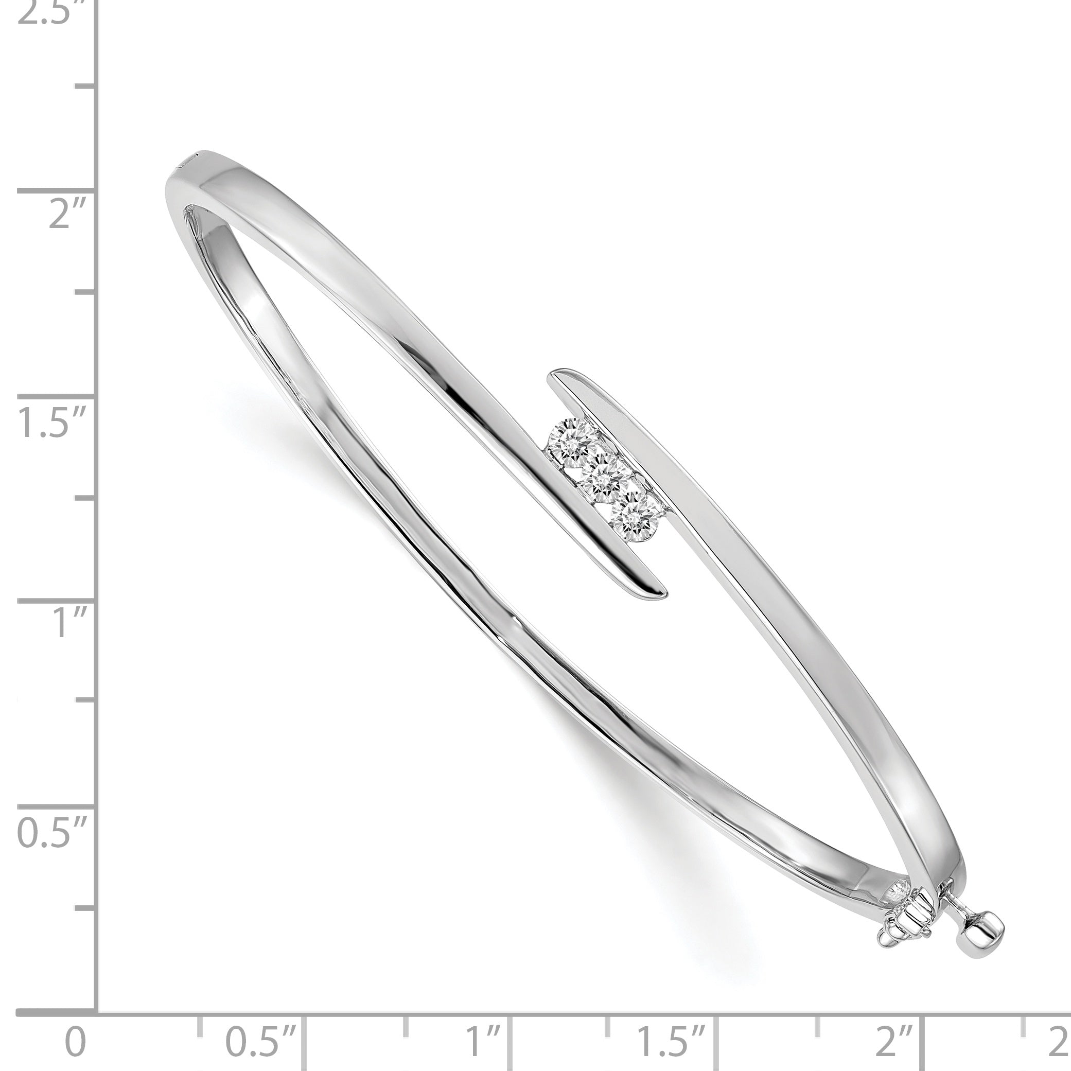 14k White Gold AA Diamond Hinged Bangle