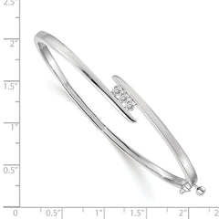 14k White Gold AA Diamond Hinged Bangle