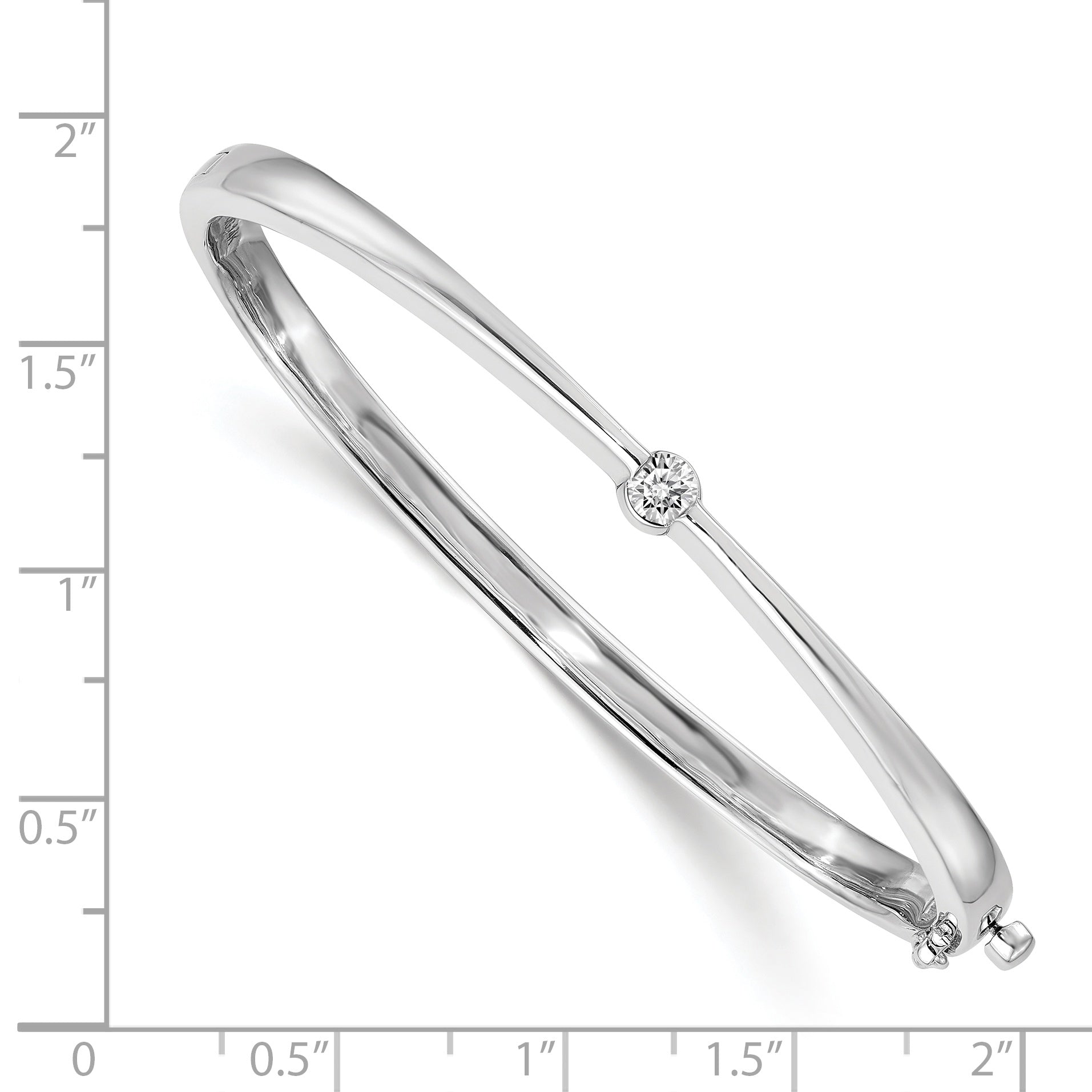 14k White Gold AA Diamond Hinged Bangle