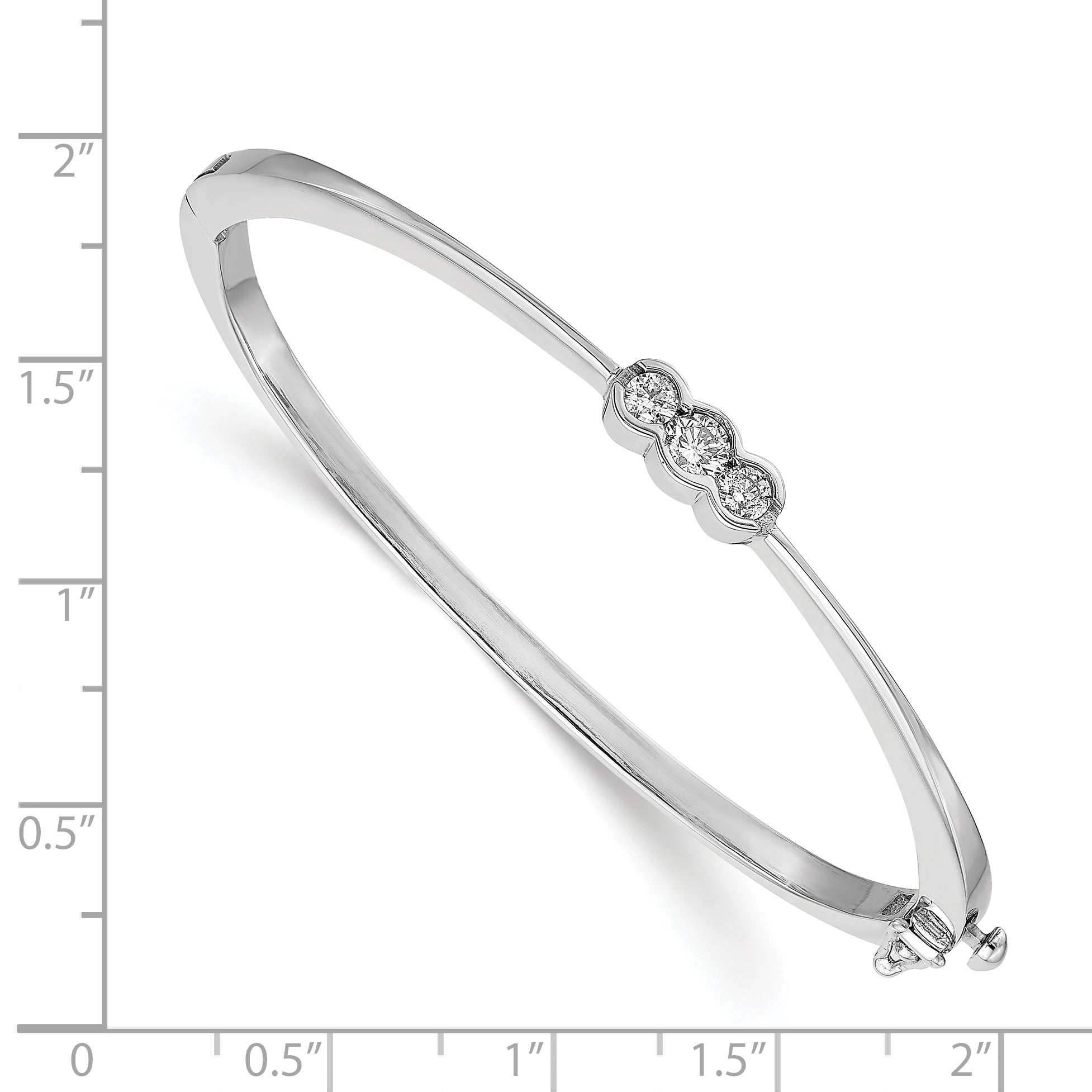 14k White Gold AA Diamond Hinged Bangle