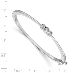 14k White Gold AA Diamond Hinged Bangle