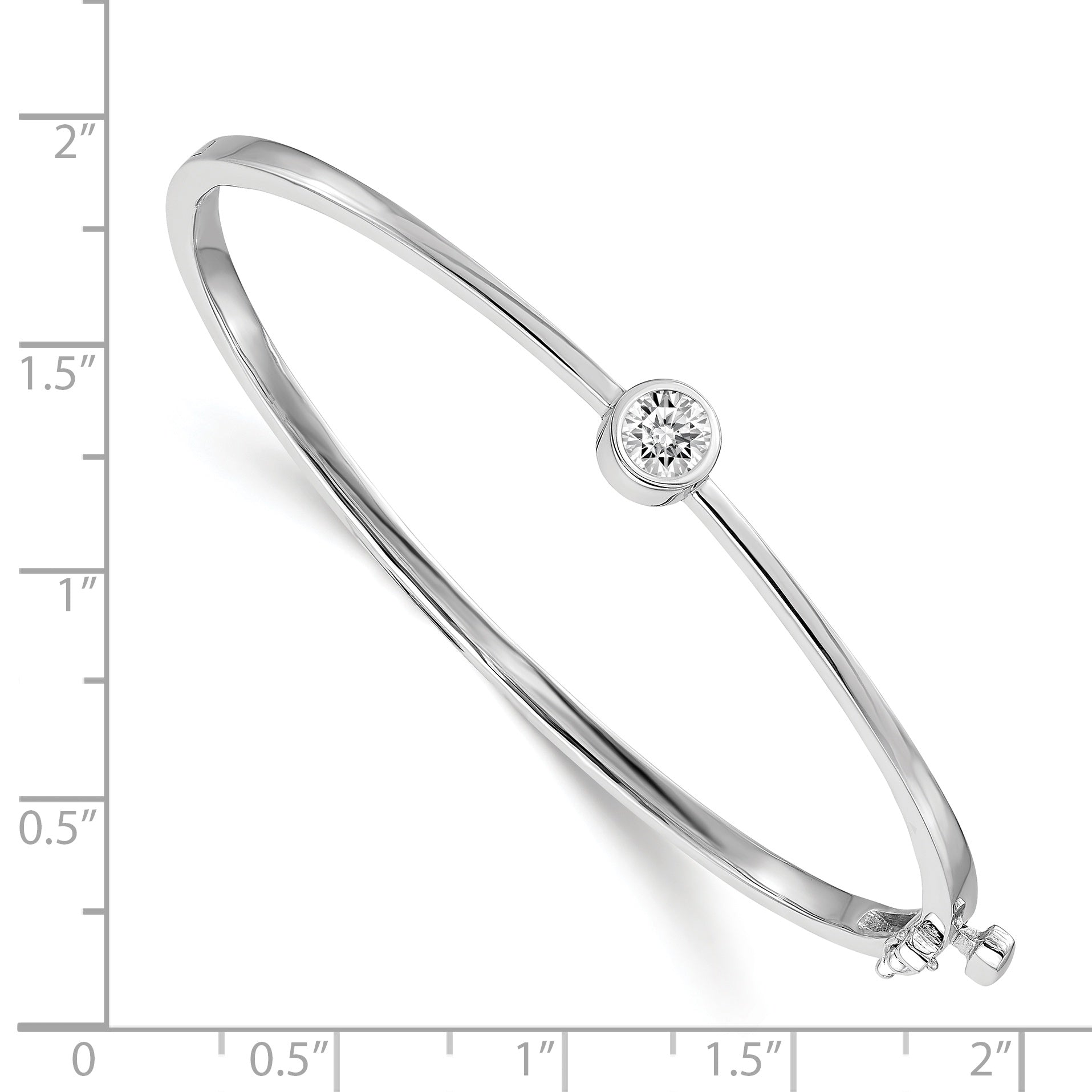 14k White Gold AA Diamond Hinged Bangle