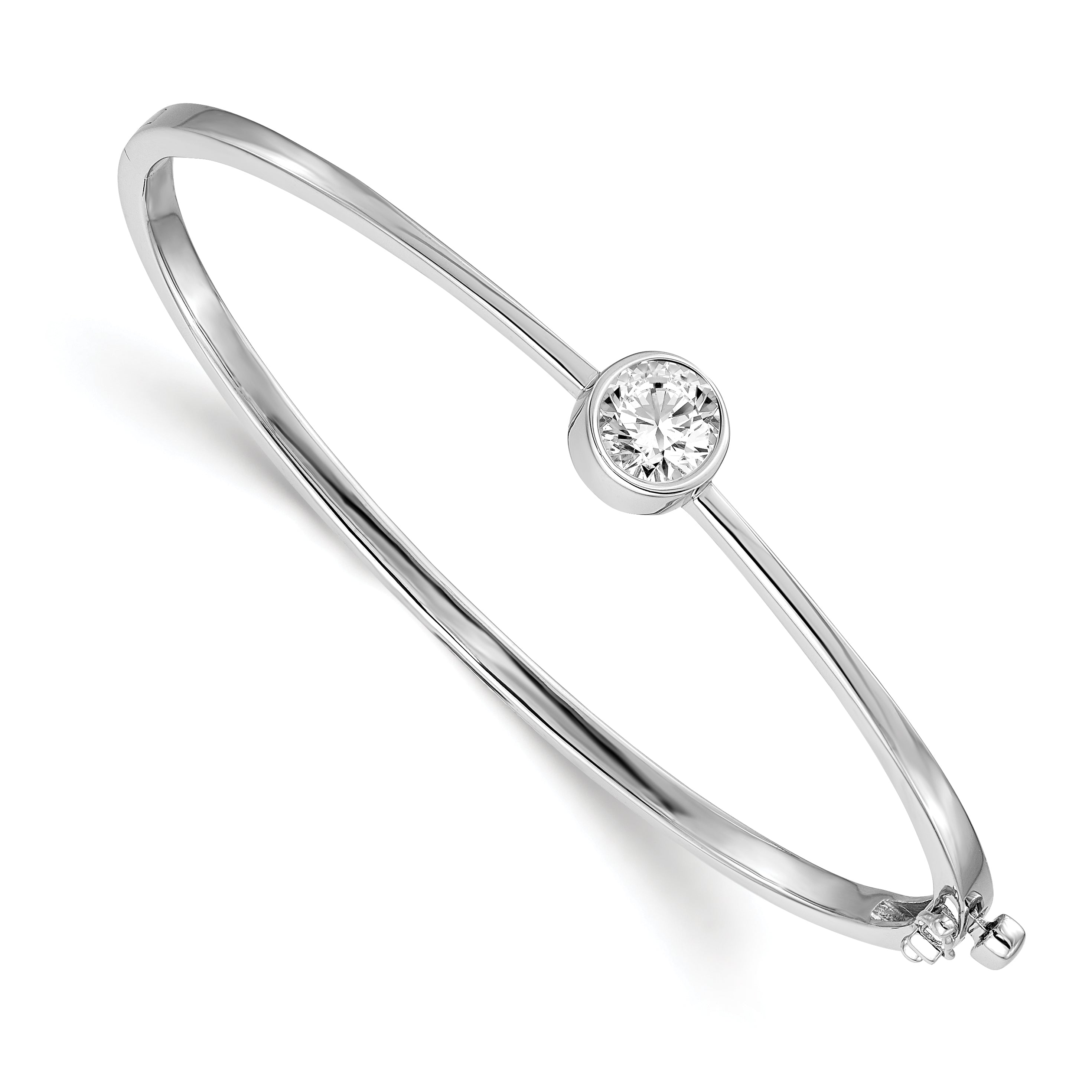 14K White Gold Lab Grown Diamond VS/SI GH Bezel Bangle