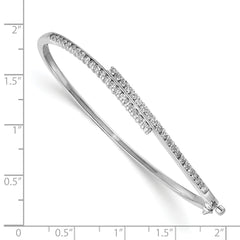 14k White Gold AA Diamond Hinged Bangle