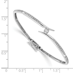 14k White Gold AA Diamond Hinged Bangle Bracelet