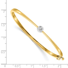 14k Two-tone AA Diamond Hinged Bangle