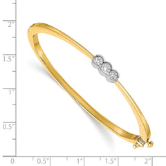 14k Two-tone AA Diamond Hinged Bangle